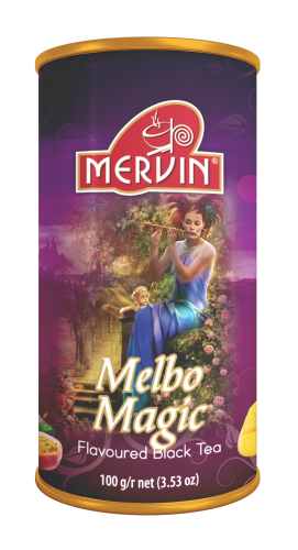 Czarna herbata liściasta mango i marakuja Mervin Melbo Magic 100g