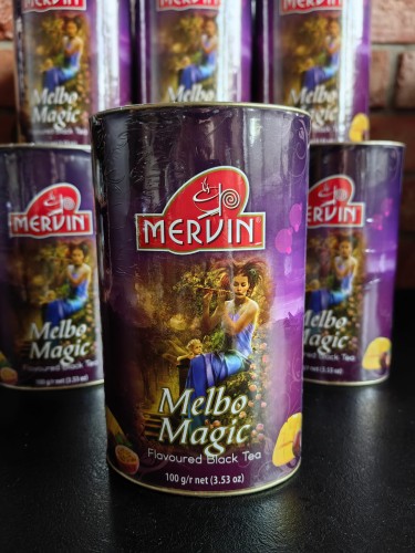 Czarna herbata liściasta mango i marakuja Mervin Melbo Magic 100g